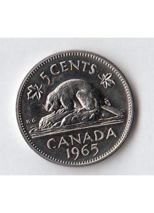 1965 - CANADA 5 Cents Nickel Castoro Q/Fdc